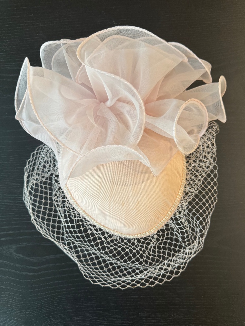 Vintage Sonni Light Pink Fascinator Hat with Veil Formal Church Derby Wedding
